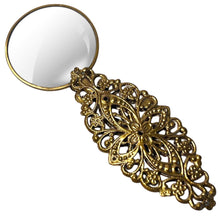 Load image into Gallery viewer, Handy Gold Magnifying Glass with pretty metalwork handle, Lightweight Magnifier
