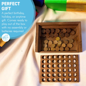 Wooden 4-in-a-Row Game – Classic Connect 4 Strategy Board Game for Kids and Adults – Durable Eco-Friendly Wood, Portable and Screen-Free Family Fun