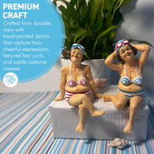 Load image into Gallery viewer, 2 Retro Style Fat Bathing Ladies in Striped Bikinis, Novelty Bathroom Figurines
