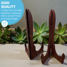 Load image into Gallery viewer, Wooden Plate Display Stands 25cm – Set of 2 Hinged Easel Holders
