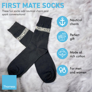 FIRST MATE PAIR OF SOCKS | Sailing Gift | Gifts for boat owners | Nautical socks | Cotton rich | Adult Size UK 6-12 EU 39-46