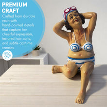 Load image into Gallery viewer, Retro Style Fat Bathing Lady in Blue Striped Bikini, Novelty Bathroom Figurine
