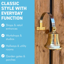 Load image into Gallery viewer, The Shop Keeper – The Brass Bell That Announces Every Visitor. No Batteries, No Wiring, Just That Unmistakable Ring.
