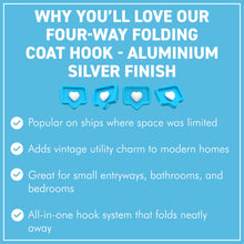 Load image into Gallery viewer, Aluminium Triple 𝗦𝗪𝗜𝗩𝗘𝗟 𝗖𝗢𝗔𝗧 𝗛𝗢𝗢𝗞 3-Prong Wall Mounted Hanger for Towels Robes Bags Jackets Bathroom Entryway
