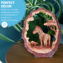 Load image into Gallery viewer, 𝗭𝗘𝗕𝗥𝗔 𝗦𝗖𝗘𝗡𝗘 Resin Sculpture Wood Effect Wildlife Home Décor
