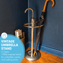 Load image into Gallery viewer, The 1930s-Style Umbrella Stand – Distressed Chrome with a Black Base

