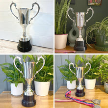 Load image into Gallery viewer, The 30cm Silver Trophy Cup – Aluminium with a Contrasting Black Base
