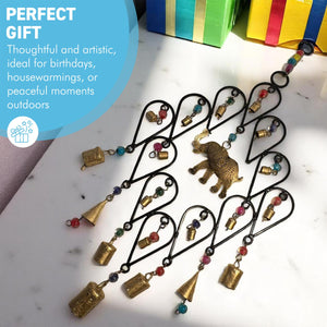 Elephant Windchime with 19 bells and brightly coloured beads, Home and Garden Ornament