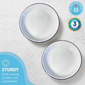 2 x 22CM WHITE ENAMEL DINNER PLATES | Plate set | Pasta and Rice plate | Enamel plate | Set of 2 plates | Traditional dinner plate | Kitchen plate for pies, sides and dinner