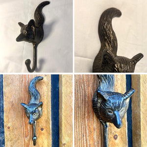 Sturdy Wall Mounted Cast Iron Fox Head Hook Hanger for Hat, Coat, Clothes - Ideal for Kitchen, Bathroom, Bedroom, Office