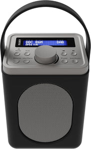 Refurbished Majority Little Shelford Black and Grey Portable DAB+ Radio with Bluetooth | 15 Hour Battery Playback and Mains Powered | Dual Alarm & Snooze Function | 20+ Presets, LED Display, FM, Headphone Jack