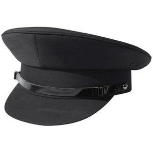 Size 56cm | Small Black Chauffeur Style Peaked Cap | Traditional style ideal for weddings, school proms and special events| Driving Cap | UK size 6 7/8 | US size 7