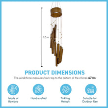 Load image into Gallery viewer, 67cm Long Indonesian Home and Garden Bamboo Spiral Windchime | chime ornament | wooden wind chimes | Classic Zen Garden windchime for relaxation | Bamboo wind chimes for garden.
