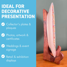Load image into Gallery viewer, Wooden Plate Display Stands 25cm – Set of 8 Hinged Easel Holders
