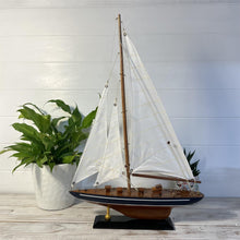 Load image into Gallery viewer, J Class Wooden ENDEAVOUR MODEL YACHT | Richly Detailed Endeavour Model | Yacht Ornaments | Sailing Yacht on a Display Stand | Sailing | Boats
