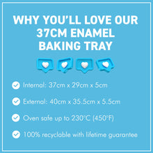 Load image into Gallery viewer, Dual Tone ENAMEL BAKING DISH 37cm – OVEN &amp; ROASTING TRAY with Handles, Dishwasher Safe

