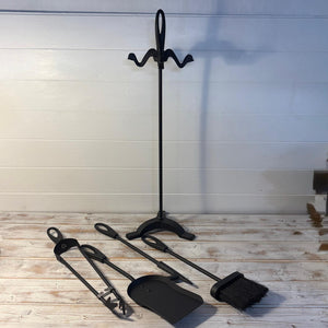 Five-piece metal black loop-handled Fireplace Companion
