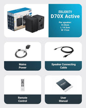 Load image into Gallery viewer, Majority Black D70X BLUETOOTHAVTIVE BOOKSHELF SPEAKERS – Powered Stereo, USB Playback &amp; Charging, HDMI ARC, Optical, Phono, Aux, Turntable Compatible, Extra Bass
