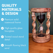 Load image into Gallery viewer, ROSEWOOD HOURGLASS SAND TIMER – 3-Minute Wooden Timer for Home, Office, Desk Décor &amp; Gift
