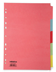 Pack of 100 A4 4 5 Part Multi coloured Manilla Dividers