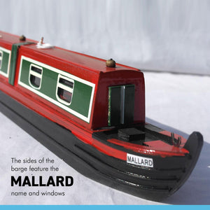 Detailed 20 cm long wooden Mallard Model Canal narrowboat Barge model