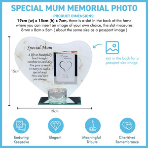 Special Mum Glass Photo Frame & Memorial Candle Holder - Family Decoration for a Cherished Wife