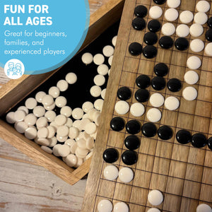 𝟯𝟬𝗖𝗠 𝗪𝗢𝗢𝗗𝗘𝗡 𝗚𝗢 𝗕𝗢𝗔𝗥𝗗 𝗦𝗘𝗧 with Storage Drawers and Plastic Stones – Classic Chinese Strategy Game