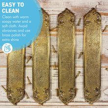 Load image into Gallery viewer, The Arcadia Finger Plates – A Set of Four Slim Solid Brass Door Push Plates
