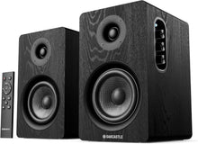 Load image into Gallery viewer, Refurbished Oakcastle Black BK100 ACTIVE BOOKSHELF SPEAKERS | 2.0 Stereo System | 60W Output | Bluetooth 5.4, USB Playback | AUX, HDMI ARC, Optical | Gaming Speakers for PC Desktop
