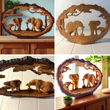 Load image into Gallery viewer, 𝗘𝗟𝗘𝗣𝗛𝗔𝗡𝗧 𝗢𝗥𝗡𝗔𝗠𝗘𝗡𝗧 – Resin Wood Effect Figurine, Wildlife Decor, Rustic Home Centrepiece, Collectible Gift for Living Room, Office, or Shelf
