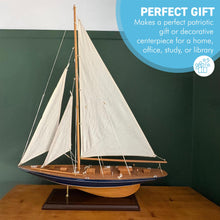 Load image into Gallery viewer, J CLASS WOODEN SAILING YACHT MODEL 76CM | America’s Cup Racing Sailboat 97cm High | Nautical Display Ornament | Ideal Gift | Partly Assembled Model Boat Kit
