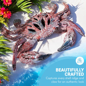 Hand-Painted Resin Crab Ornament, 28cm Wide – Unique Nautical Decor Gift