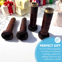 Load image into Gallery viewer, SET OF FOUR ANTIQUE BOBBIN LIGHT PULLS,  upcycled from genuine antique bobbins, vintage bathroom ceiling light switch &amp; pull cord, unique piece of history for your bathroom
