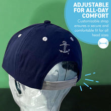 Load image into Gallery viewer, Admiral Adjustable Navy Blue Baseball Cap, classic unisex cotton hat for casual, sports &amp; outdoor wear
