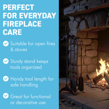 Load image into Gallery viewer, Five-piece metal black loop-handled Fireplace Companion
