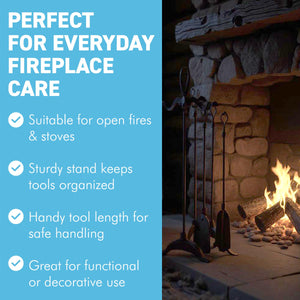 Five-piece metal black loop-handled Fireplace Companion