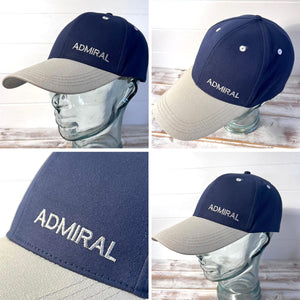 Admiral Adjustable Navy Blue Baseball Cap, classic unisex cotton hat for casual, sports & outdoor wear