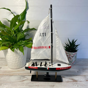 LUNA ROSA AMERICAS CUP MODEL YACHT | Sailing | Yacht | Boats | Models | Sailing Nautical Gift | Sailing Ornaments | Yacht on Stand | 33cm (H) x 21cm (L) x 4cm (W)