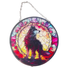 Load image into Gallery viewer, 6-Inch Wolf Design Stained Glass Suncatcher - Enhance Your Space with Beautiful, Colourful Light
