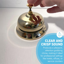 Load image into Gallery viewer, Gold Brass Service Bell, Reception Desk Bell for hotels, schools, offices &amp; more
