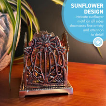 Load image into Gallery viewer, Elegant Art Nouveau Sunflower Pen Holder – Polished Brass Desk Organizer, Tidy Rack for Workspace Decor
