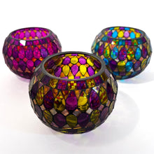 Load image into Gallery viewer, Set of 3 Handmade Mosaic Glass Tea Light Candle Holders, Elegant decor for any occasion
