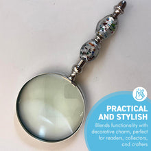 Load image into Gallery viewer, Elegant Shimmering Bead Handheld Magnifying Glass, Stylish Design with Practical Functionality
