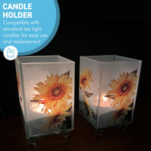 Load image into Gallery viewer, Set of 2 Elegant Sunflower Glass Votive Candle Holders – Decorative Accent for Warm Ambiance, Ideal for Home Decor, Gifts &amp; Special Occasions
