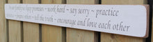 Load image into Gallery viewer, Shabby chic finish wooden sign  - In our family we keep promises....
