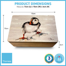 Load image into Gallery viewer, Wooden Curious Puffin Keepsake Box | Jewellery box | Trinket Box | Memory Box | Keepsake and Wooden Gift Boxes | Wedding Gifts | Storage for Women and men | keepsake boxes with lids
