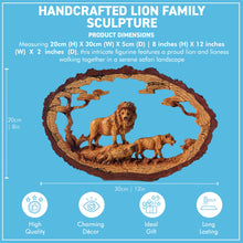 Load image into Gallery viewer, 𝗟𝗜𝗢𝗡 𝗙𝗔𝗠𝗜𝗟𝗬 𝗢𝗥𝗡𝗔𝗠𝗘𝗡𝗧, Resin Wood Effect Wildlife Figurine, Collectible Home Decor Gift
