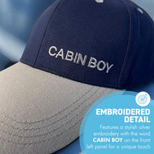 Load image into Gallery viewer, Cabin Boy Adjustable Navy Blue Baseball Cap, classic unisex cotton hat for casual, sports &amp; outdoor wear
