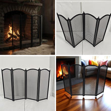 Load image into Gallery viewer, 𝗖𝗔𝗦𝗧 𝗜𝗥𝗢𝗡 𝟰-𝗣𝗔𝗡𝗘𝗟 𝗙𝗢𝗟𝗗𝗜𝗡𝗚 𝗠𝗘𝗦𝗛 𝗙𝗜𝗥𝗘 𝗚𝗨𝗔𝗥𝗗 𝟴𝟱𝘅𝟱𝟯𝗰𝗺 | Durable | Rust-Resistant | Fireplace Screen for Open Fire | Fire Safety | Hearth Protection
