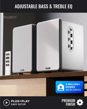 Load image into Gallery viewer, Majority White D70X BLUETOOTH BOOKSHELF SPEAKERS– Powered Stereo, USB Playback &amp; Charging, HDMI ARC, Optical, Phono, Aux, Turntable Compatible, Extra Bass

